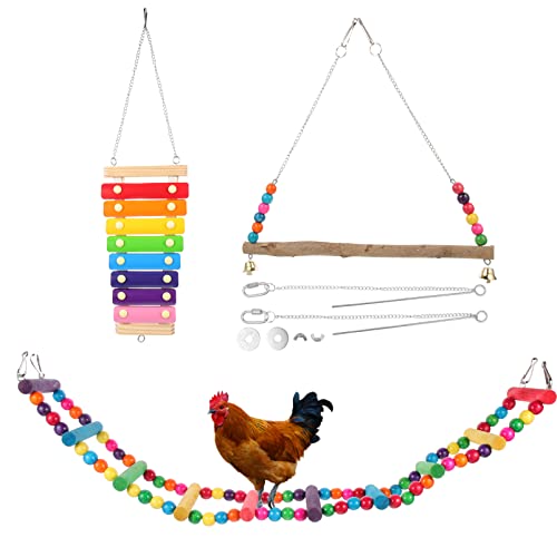 TOYANDONA Holz Vogelspielzeug Für Papageien Käfig Hänge Spielzeug Vogel Zubehör Mit Sitzstange Für Hühnerstall Hühnerkäfig von TOYANDONA