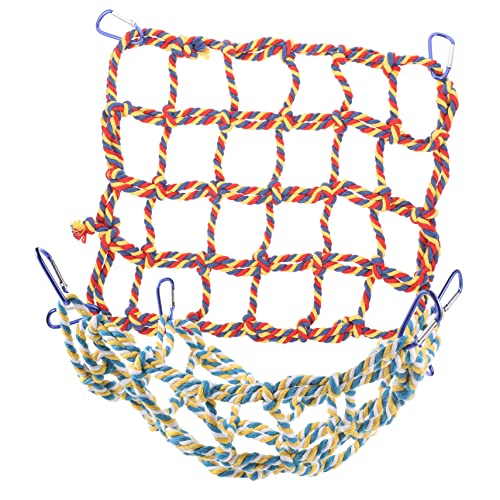 TOYANDONA Buntes Kletterseilnetz Für Vögel Und Kleintiere Hängematte Mit Haken Robustes Und Bissfestes Spielzeug Für Papageien Hamster Frettchen Und Ratten Fördert Balance Und TOYANDONA Buntes Kletterseilnetz Für Vögel Und Kleintiere Hängematte Mit Haken Robustes Und Bissfestes Spielzeug Für Papageien Hamster Frettchen Und Ratten Fördert Balance Und von TOYANDONA