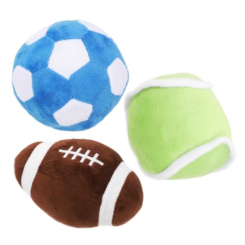 TOYANDONA 1 Satz Plüsch Hundespielzeug Teiliges Kauspielzeug mit Fußball Rugby und Tennisball für Hunde und Katzen für Indoor Training und Zahnpflege und Langlebig von TOYANDONA