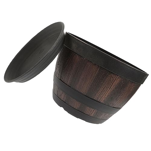 TOYANDONA 1 Satz Retro Blumentopf Kunststoff im Weinfass Design mit Untersetzer Blumenkübel für Balkon Garten und Innenräume Geeignet für Sukkulenten und Kräuter TOYANDONA 1 Satz Retro Blumentopf Kunststoff im Weinfass Design mit Untersetzer Blumenkübel für Balkon Garten und Innenräume Geeignet für Sukkulenten und Kräuter von TOYANDONA