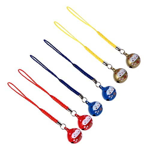 TOYANDONA 1 Set 6 Stück Ornament Glücksbeutel Anhänger Hängedekor Glückskatzen Charme Glückskatzen Handy Charme Katze Japanischer Glücksbringer Katzenglocke Glückskatze Kupfer von TOYANDONA