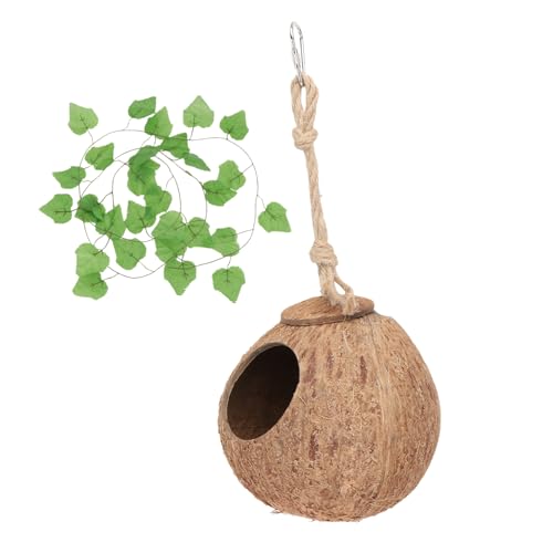 TOYANDONA 1 Set Kokosnussschalen Nest Reben Set Bartagamenhöhlen Kokosnussversteck Für Reptilienhaus Reptilienversteck Reben Haustiernest Reptilienversteck Eidechsenhütte Hängendes von TOYANDONA