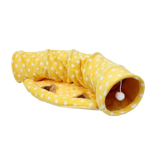 TOYANDONA 1 Stück Cat Zwei-Wege-Tunnel Interaktiv Katzentunnel Tunnelbett Für Katzen Haustier-Katzen-Tunnel Katzenbetttunnel Crinkle-Tunnel Für Haustiere Drinnen Yellow von TOYANDONA