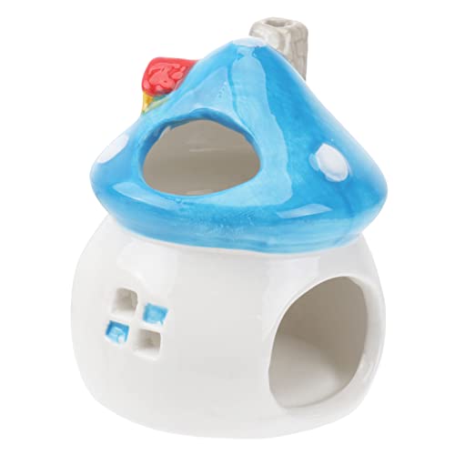 TOYANDONA 1 Stück Hamster Keramiknest Haustier Hamsterhaus Hamsterhöhle Hamsterkäfig Hamster Kühles Nest Hamster Pilzform Höhle Hamsterhütte Hamsternest Hamsterversteck Keramik Blau von TOYANDONA