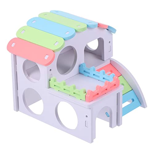TOYANDONA 1 Stück Hamsterhaus Hamster Terrarium Hamster Hamsterviertel Hamster cage hamsterspielzeug Käfig Hasenspielzeug Heu Hamster-Bungalow Haustier-Schlafbett hölzern Colorful von TOYANDONA