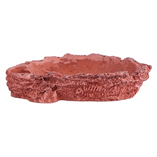 TOYANDONA 1stück Imitation Bark Lizard Feeding Bowl Dunkelrote Resin-Futter Und Wasserschale Für Reptilien Geckos Und Andere Haustiere Und Langlebig Praktische Futterlösung Für Terrarien von TOYANDONA