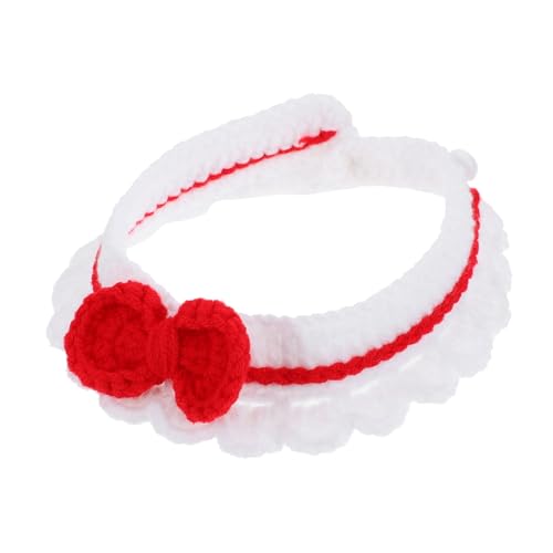 TOYANDONA 1 Stück Kätzchenkatze Halskette gestrickte Katze Nacken Schnellverschluss für Katzenhalsbänder dekorative Haustierhalskette Wollgarn kaniiting Katzenhalsband Weiß von TOYANDONA