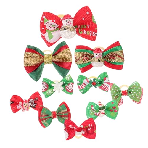 TOYANDONA 10 Stück Hundeleinen Aus Polyester Hundeschleifen Mit Gummiband Weihnachts Haarspangen Hundehalsbänder Für Große Rassen von TOYANDONA