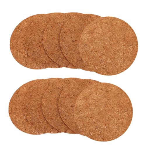 TOYANDONA 10 Stück Vogelkäfigmatte Braune Kokosnusseinlage Kokosfasermatte Für Vögel Runde Taubennestmatte Pads Aus Natürlichen Kokosfasern Nistmatte Für Vögel Light Brown Kokospalmenseide von TOYANDONA