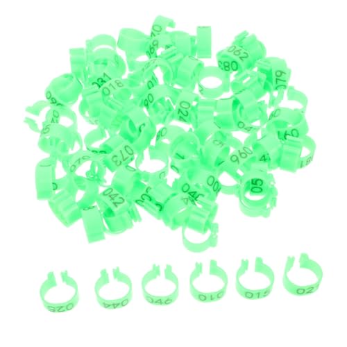 TOYANDONA 100 Stück Henne-Tauben-Fußkettchen Taube Beinringe Taubenbeinringe klein nummeriert Taubenfußmarke Bands vogelkäfig zubehör Taubensportband Geflügel Unterscheidungsmarker Abs Green von TOYANDONA