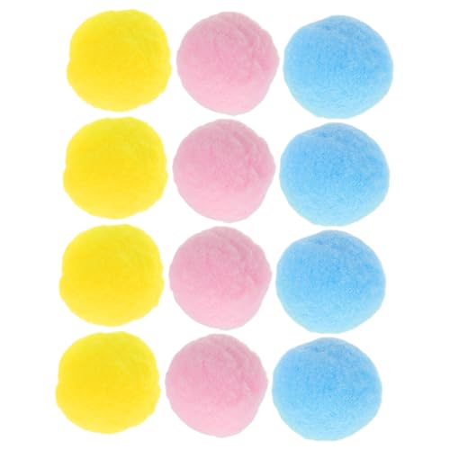 TOYANDONA 12 Stück Weiche Plüschbälle für Drinnen Interaktive Spielzeuge für Kätzchen Farbenfrohe und Leise Bälle Fördert Aktives und Gesunde von TOYANDONA