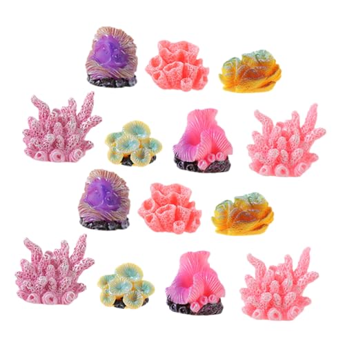 TOYANDONA 14 Stück Teiliges Aquarium Dekor aus Farbenfrohen Realistischen Kunstkorallen aus Ungiftigem Resin Einfach zu Reinigen zur Verschönerung und Belebung von Fischbecken und von TOYANDONA