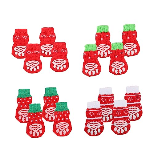 TOYANDONA 16 Stück Teiliges rutschfeste Hundesocken mit Warmem Baumwollmaterial Schützende Haustier Fußbekleidung für Drinnen und Draußen Weiche Pfotenschutz Socken für Kleine bis von TOYANDONA