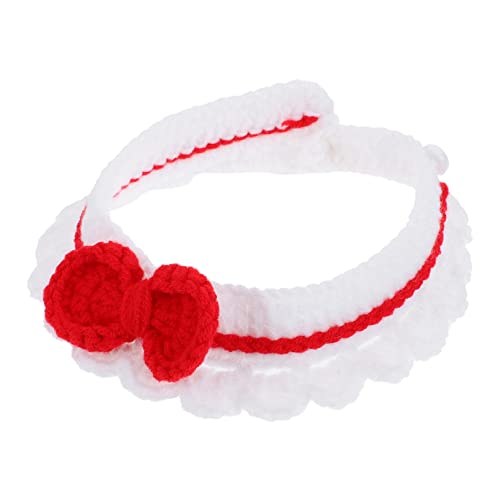 TOYANDONA 1Pc Kätzchen Katze Halskette Kragen Katze Zubehör Gestrickte Katze Kleine Phantasie Haustier Xx Für Katzen Farbige Katze Krawatte Garn Weiß von TOYANDONA