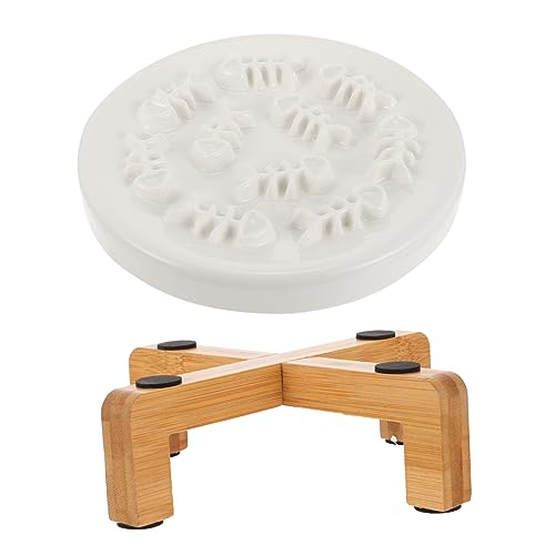 TOYANDONA 1Satz Erhöhte Hundeschüssel aus Keramik mit Holzständer für Langsames Fressen für Kleine und Katzen Fördert eine Gesunde Verdauung und Bietet eine Komfortable von TOYANDONA