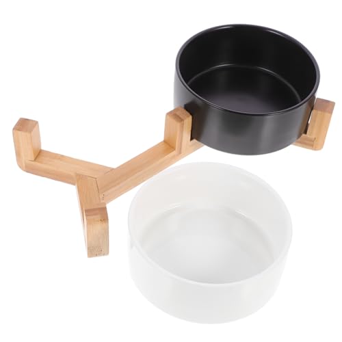 TOYANDONA 1Satz Keramiknapf Für Katzen Mit Holzständer Rutschfester Futter Und Wassernapf Eleganter Futternapf Für Haustiere Für Täglichen Gebrauch von TOYANDONA