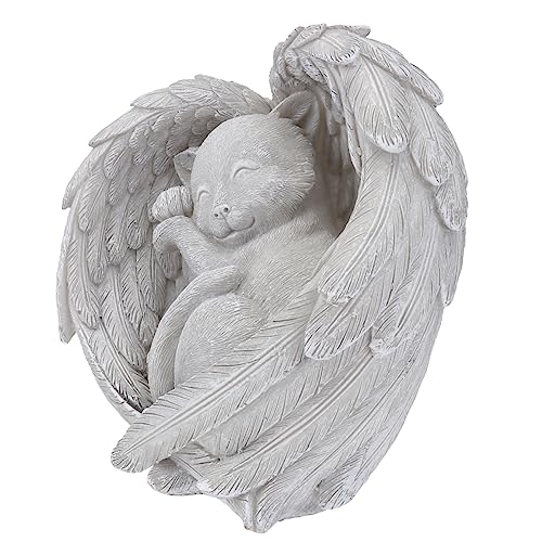 TOYANDONA Gedenkstein Für Katzen Wetterfester Memorial Cat Angel Gartenmarker Aus Kunstharz Dekorative Statue Für Innen Außenbereiche Gedenkgeschenk Für Haustierbesitzer von TOYANDONA