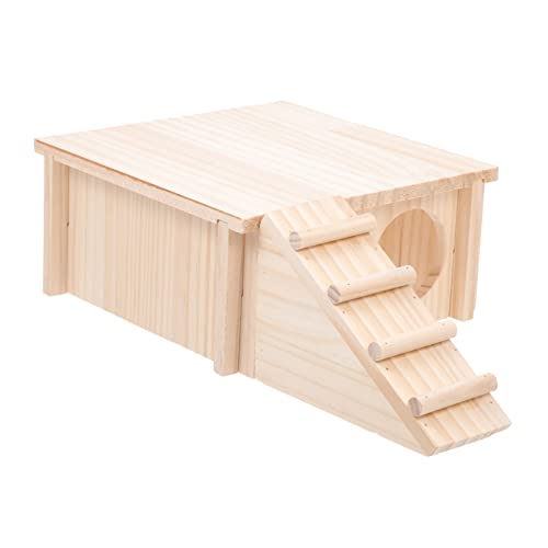TOYANDONA 1Stück Hamsterhaus Aus Holz Langlebige Und Umweltfreundliche Haustierhütte Mit Mehreren Räumen Und Treppe Rückzugsort Für Hamster Und Kleine Nager Geschenkidee von TOYANDONA