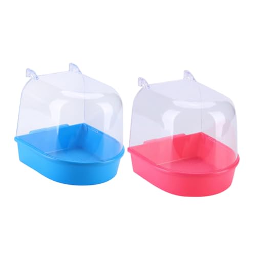 TOYANDONA 2 STÜCK Vogelbadewanne für Käfig Kunststoff Badehaus für Kleine Vögel Wie Papagei und Wellensittich Hängende Badewanne Leicht und Langlebig Installieren Spaßiges Zufällige Farbe von TOYANDONA
