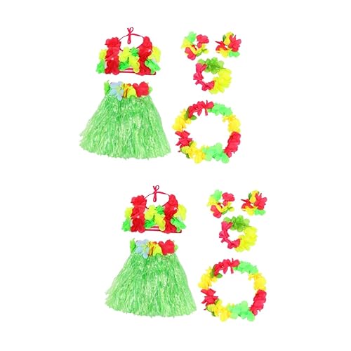 TOYANDONA 2 Sätze 6 STK Hula Tanz Kleidung Hula-Party-Rock Leis Stirnband Armbänder Girlande Leis Luau Partydekorationen Luau-Armband Luau-Hula-röcke Hawaii Kunststofffaser Foto Kind von TOYANDONA