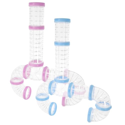 TOYANDONA 2 Sätze DIY Hamster Tunnel Set Kreative Röhren für Hamsterkäfige Transparente Verbinder für Aktives und Erkundung Fördert Bewegung und Gesunde Gewohnheiten von TOYANDONA