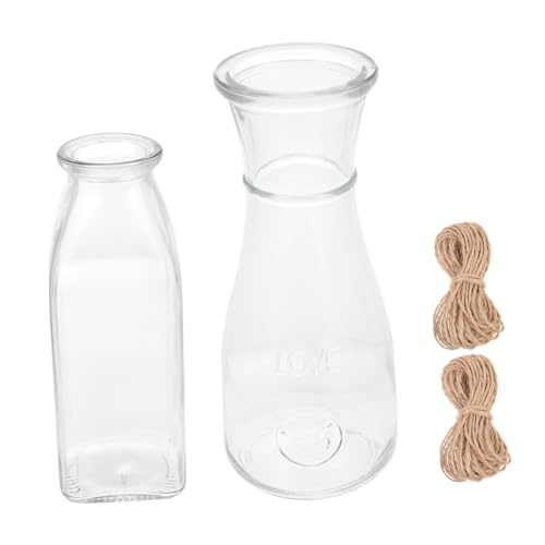 TOYANDONA 2 Sätze Hydro ponische Pflanzen Flasche Links Vase Pflanzterrarien Hydrokultur-Glasflasche Terrarienglas hydroponischer terrariumbehälter Hydrokultur-Töpfe Hanfseil Transparent von TOYANDONA