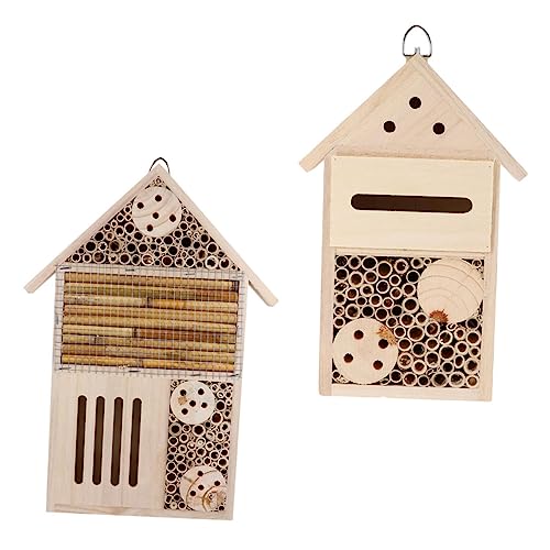 TOYANDONA 2 Stück Bienenstock Aus Holz Garten Lebensraum Dekorative Outdoor - Bienenstock Holzschmuck Kabine Kabinenverzierung Nest Bienenhütte Aus Holz von TOYANDONA
