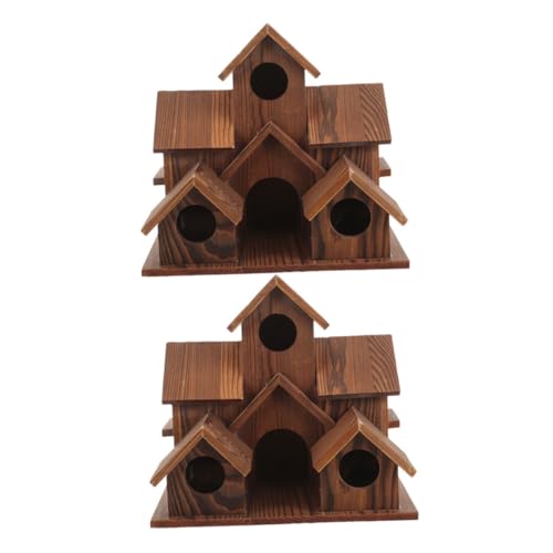 TOYANDONA 2 Stück Garten Vogelhaus aus Naturholz Rustikales Cottage Design Langlebiges Vogel-nistkasten für Außenbereich Dekoratives Holzhaus für Terrasse und Garten von TOYANDONA