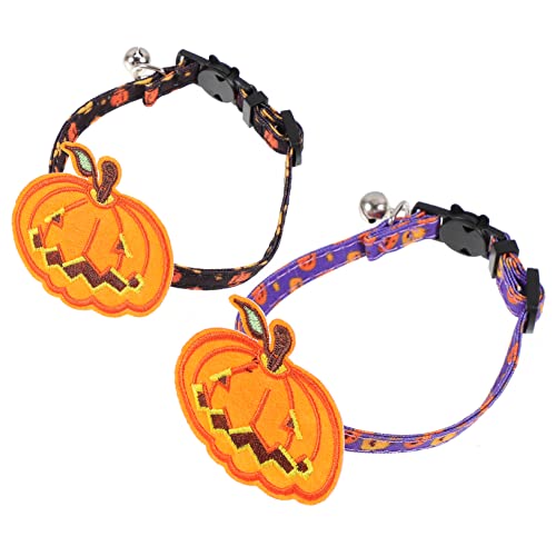 TOYANDONA 2 Stück Halloween Katzennackenband mit Glocken Verstellbares Katzenhalsband mit Kürbisdesign für Haustiere und Besondere Anlässe von TOYANDONA