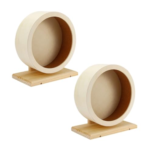 TOYANDONA 2 Stück Hamster Laufrad aus Holz mit Weichem Korkfutter und Stabiles Sportspielzeug für Hamster Chinchillas und Meerschweinchen Geeignet für Kleine Haustiere von TOYANDONA