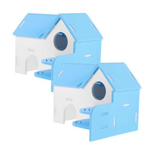 TOYANDONA 2 Stück Hamsterhaus Bunt Langlebig mit Leiter Kleintier Versteck Villa Hütte für Hamster Chinchilla Kleintierkäfig Rückzugsort und Spielplatz Ganzjährig Geeignet von TOYANDONA