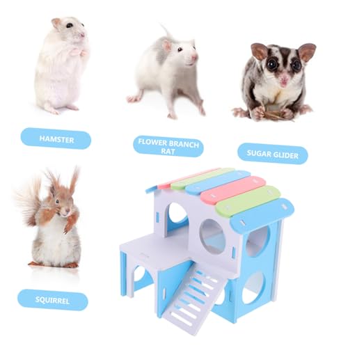 TOYANDONA 2 Stück Hamsterhaus Teiliges Doppelstock Hideout mit Leiter Versteckvilla für Zwerghamster Meerschweinchen Ratten Bietet Rückzugsort und Spielspaß Geeignet für Kleine Nagetiere von TOYANDONA
