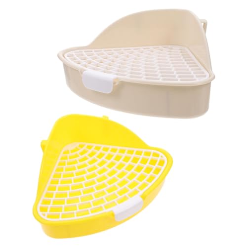 TOYANDONA 2 Stück Haustier Toilette Ecketoilette Kaninchentoilet mit Abnehmbarem Sieb aus Langlebigem für Kaninchen Meerschweinchen Hamster und Kleine Tiere Leicht zu Reinigen Teiliges Weiß von TOYANDONA