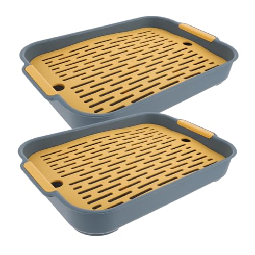 TOYANDONA 2 Stück Kaninchen Toilette Litter Box mit Trainingspan für Meerschweinchen Hamster Kleintiere Eckige Stabile Kleintier Toilette in Gelb Langlebig und Leicht zu Reinigen von TOYANDONA