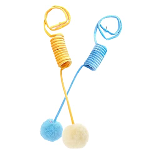 TOYANDONA 2stücke Katzen Teaser Ball Indoor Plüsch Spielzeug Mit Saugnapf Interaktives Katzen Spielzeug Zur Stressbewältigung Und Unterhaltung Für Wohnungskatzen in Gelb Und Blau von TOYANDONA