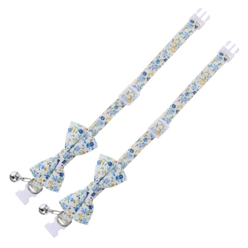 TOYANDONA 2stücke Katzenhalsband Mit Fliege Verstellbares Haustierhalsband Katzenzubehör Mit Glöckchen Atmungsaktiv Und Bequem Für Hauskatzen Und Kätzchen von TOYANDONA
