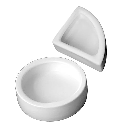 TOYANDONA 2 Stück Keramik Reptilien Futternapf Ausbruchsichere Glatte Mini Schalen für Eidechsen Hornfrösche und Bartagamen Stabile Langlebige Wasserschale für Terrarium und Futter von TOYANDONA