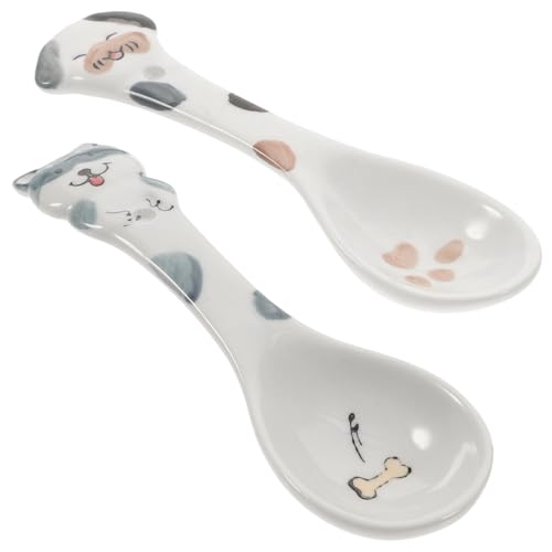 TOYANDONA 2 Stück Keramische Futterlöffel für Haustiere Lustige und Praktische Fütterungslöffel für Hunde und Katzen für und Snacks Zufälliges Design Haustierbedarf von TOYANDONA