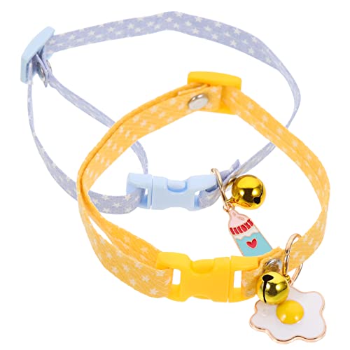 TOYANDONA 2 Stück Kragenanhänger Glocke abbrechbare katzenhalsbänder Kleiner Kätzchenkragen Dekorative Haustierkragen süße Katzenkräger Katzenhalsbänder für Mädchenkatzen Baumwolle Polyester von TOYANDONA