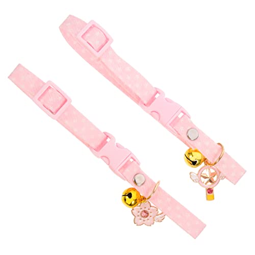 TOYANDONA 2 Stück Kragenanhänger Jingle Bell Katzenhalsbänder Junge Katzenhalsband Haustier für Katzen Katzenhalskragen Name Kragen für Katzen weiblich süße Katzenkräger Baumwolle Polyester von TOYANDONA
