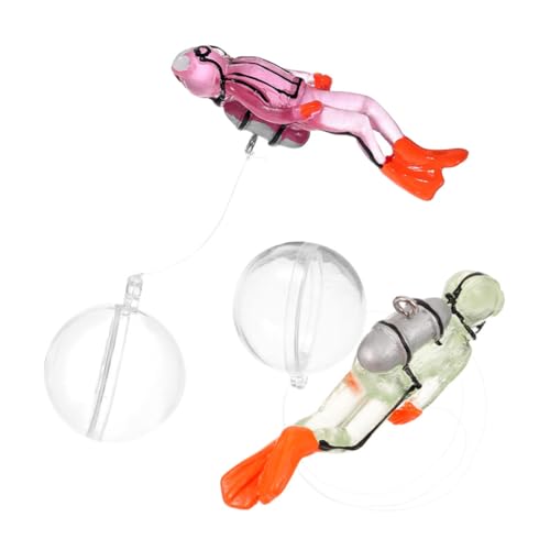 TOYANDONA 2 Stück Leuchtende Schwimmende Taucher Aquarium Dekoration Resin Taucher Figuren für Kleine Aquarien Dynamische Wasserbewegung Langlebig und Pflegeleicht Grün von TOYANDONA