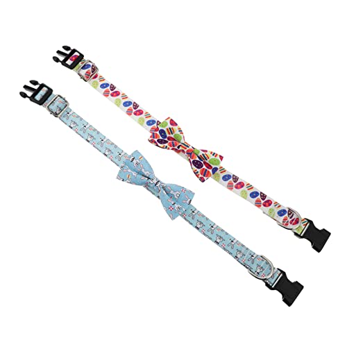 TOYANDONA 2 Stück Ostern hundehalsband Ostern Hundezubehör Katzenhalsband Haustier Körperpflege Kragen Hündchen Halskette Hundehalsband mit Schleife Welpenhalsband mit Schleife Stoff von TOYANDONA