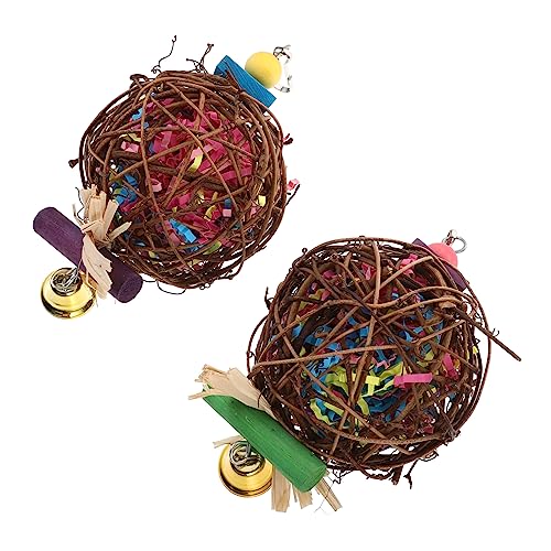 TOYANDONA 2stücke Papageien-kauspielzeug Vogel Hängen Ball Spielzeug Papageienkäfig Zubehör Haustier-Spielzeug Papageienball Vogelbedarf Kauen Spielzeug von TOYANDONA