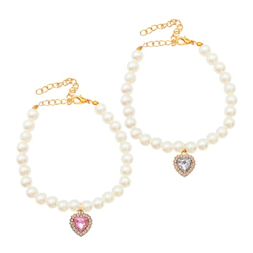 TOYANDONA 2 Stück Perlenhalsband mit Herzanhänger für Kleine und Mittelgroße Hunde und Katzen Leichtes Strapazierfähiges Schmuckstück für Haustiere Pflegeleicht und Bequem für Hochzeit und TOYANDONA 2 Stück Perlenhalsband mit Herzanhänger für Kleine und Mittelgroße Hunde und Katzen Leichtes Strapazierfähiges Schmuckstück für Haustiere Pflegeleicht und Bequem für Hochzeit und von TOYANDONA