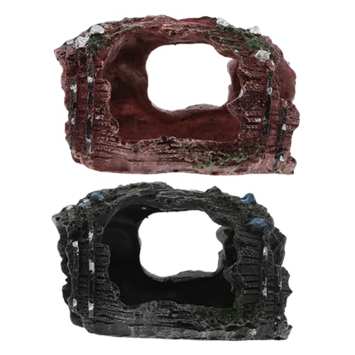 TOYANDONA 2 Stück Resin Aquarium Dekoration Zerbrochene Tonne Höhle Sicher für Betta Garnelen Fischversteck Pflegeleicht Realistisch Natürliche Aquarienhöhle von TOYANDONA