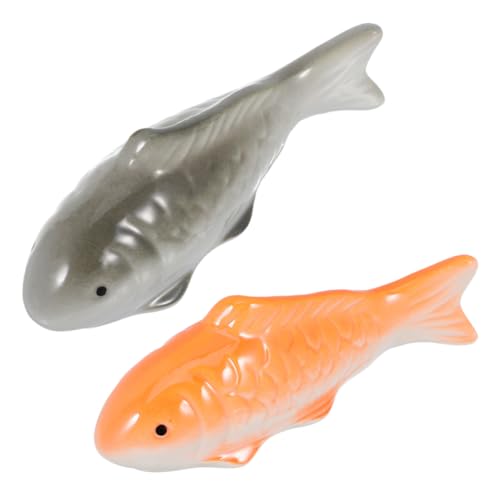 TOYANDONA 2 Stück Schwimmende Keramikfische Künstliche Fischornamente für Aquarium und Gartenteich Naturgetreue Langlebige Dekofiguren aus Porzellan Einfache Installation Beruhigende von TOYANDONA