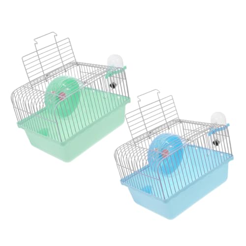 TOYANDONA 2 Stück Teiliges Hamsterkäfig Robustem Kunststoff und Eisen Tragbarer Kleintier-reisekäfig mit Trinkflasche und Laufrad Leichter Stabiler Transportkäfig für Hamster und Kleine von TOYANDONA