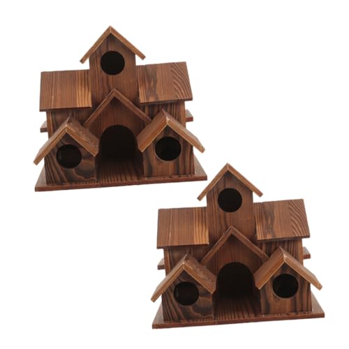 TOYANDONA 2 Stück Teiliges Holz-vogelhaus im Landhausstil Wetterfestes Garten-nistkasten aus Naturholz Dekorativer Langlebiger Vogelfutterhaus für Außenbereich und Garten von TOYANDONA
