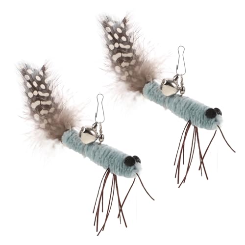 TOYANDONA 2 Stück Teiliges Katzenspielzeug mit Federn Interaktiver Katzenangel Ersatzköpfe Farbige Insektenform für Indoor Katzen Fördert Bewegung und Spielerische Interaktion von TOYANDONA