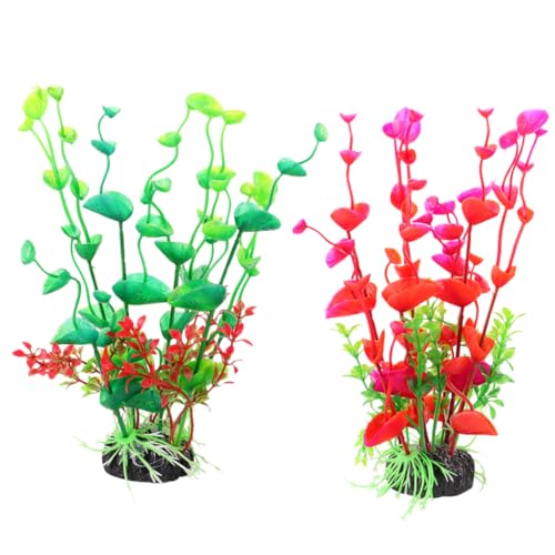 TOYANDONA 2 Stück Teiliges Set Künstlicher Wasserpflanzen für Aquarien Fischtank Dekoration mit Lebendigen Grünen und Pflanzen für Süß und Salzwasserumgebungen von TOYANDONA